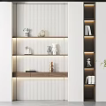 Modern Decorative Cabinet With Striped Wall LED Lighting And Shelves For Displaying Ornaments Books