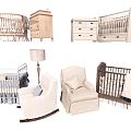 Modern Crib Baby Bedside Cabinet Shaking Sofa 3d model