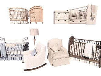 Modern Crib Baby Bedside Cabinet Shaking Sofa 3d model