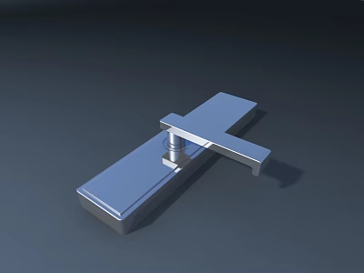 Modern Metal Door Handle With Sleek Rectangular Design For Interior Doors 3d model