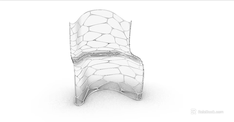 Modern Accent Chair Featuring Intricate Mesh Pattern Transparent Sleek Lines And Artistic Design 3d model 