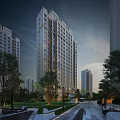 Modern High Rise Residential Building With Contemporary Design Surrounded by Greenery and Trees