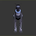 Futuristic Robot Dog Character With Geometric Structure And Blue Accents