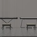 Musical Instruments Electronic Keyboards With Stools On Gray Floor And White Wall 3d model