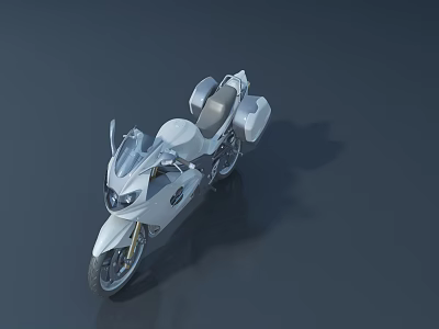 Sleek White Motorcycle With Streamlined Design Windshield Dual Seat And Alloy Wheels 3d model