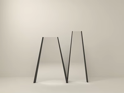 Modern Minimalist Decorative Ornament Set With Black Stands And Transparent Panels 3d model