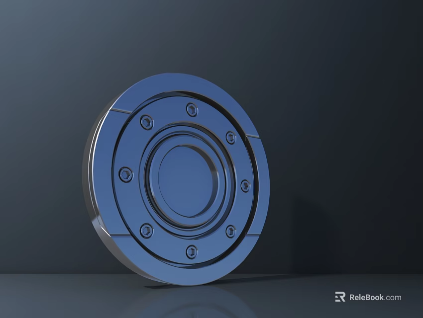 Modern Blue Metallic Air Conditioner Vent With Circular Design And Screws 3d model 