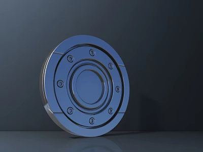 Modern Blue Metallic Air Conditioner Vent With Circular Design And Screws 3d model