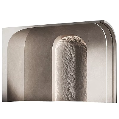 Modern Background Wall With Curved Arch Design And Textured Stone Surface 3d model