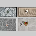 Square Rugs With Various Patterns Stripes And Decorative Items On Neutral Colors 3d model