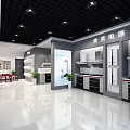Modern Kitchen Appliance Store Showroom With Cabinets Cooktops Range Hoods And Spacious
