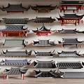 Traditional Chinese Architectural Roof Components Various Styles Models Tiles Eave Designs Black Gray Red Decorations