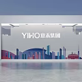 Modern Exhibition Booth for YIHO Group With Glass Structure Interior Tables Chairs And Decor Elements