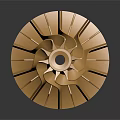 Golden Industrial Turbine Equipment With Streamlined Blades And Central Hub