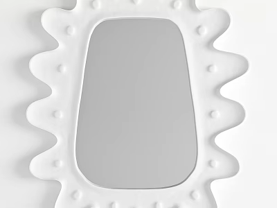 White Decorative Mirror With Wavy Edges And Dot Patterns On Frame 3d model