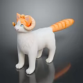 Cute 3D Model Cat With Orange Horns Tail And Blue Eyes On Black Reflective Surface