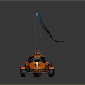 Rugged Terrain Adventure With Orange Off Road Vehicle And Blue Flag