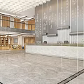 Modern Shop Front Desk Design With Marble Countertop Indoor Plants And Wooden Elements
