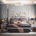 Elegant Modern Bedroom Interior Design With Plush Bed Nightstands Chandelier And Decorative Rug