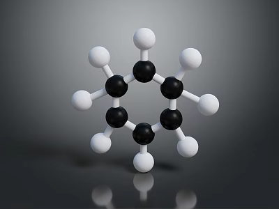 Elegant Decorative Molecular Structure Model With Black White Spheres And Hexagonal Design 3d model