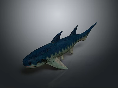 Blue Spotted Shark 3D Rendering Isolated On Gray Background Underwater Animal 3d model