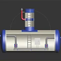 Industrial Blue And White Tank With Top Structure Internal Pipes And Ladder