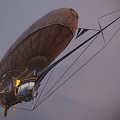 Vintage Steampunk Airship With White Envelope Metal Frame Propeller And Cabin