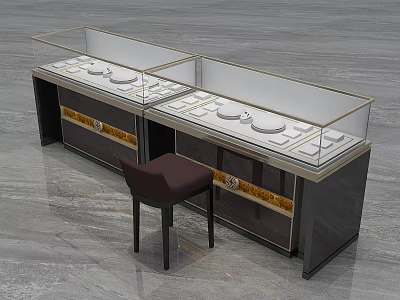 Jewelry Store Interior Featuring Glass Top Display Cases White Trays And Dark Cabinets 3d model