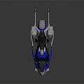 Futuristic Blue And White Hover Motorcycle With Sleek Sci Fi Design And Black Seat