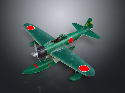 Green Military Aircraft Model With Red Circle Markings And Yellow V171 Identification Number 3d model