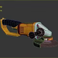Yellow And Black Electric Angle Grinder With Handle And Grinding Wheel