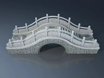 Classic Stone Plank Road With Arch Structure And Decorative Railings Design 3d model