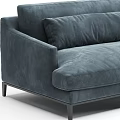 Modern Blue Two Seater Sofa With Gray Blanket And Decorative Cushions In Contemporary Design