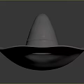 Silver Metallic Wizard Hat With Pointed Top And Wide Brim Design 3d model