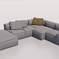 Gray L Shaped Sectional Sofa With Soft Cushions And Accent Pillows 3d model