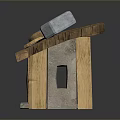 Wooden Stone Tool Stand With Hammer Axe And Chisel For Household Use