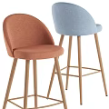 Modern Fabric Upholstered Dining Chair and Bar Stool with Wooden Legs and Color Options