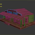 Vintage General Store Wooden Building Model With Porch Awning And Classic Design
