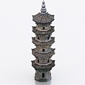 Jiachen Lane Brick Pagoda Buddha Pagoda Stone Pagoda Ancient Building 3d model