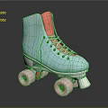 Stylish Turquoise High Top Roller Skates Featuring Pink Lining White Laces And Pink Wheels