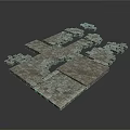 Gray Stone Brick Scene Component With Arranged Blocks And Scattered Pieces