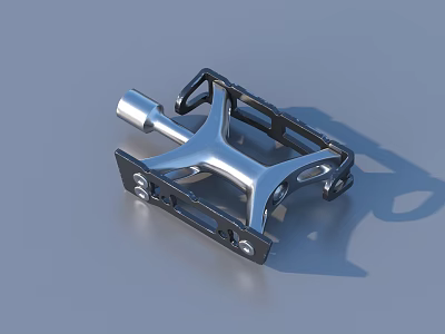 Sturdy Bicycle Pedal With Silver Metal Frame And Black Platform Design 3d model