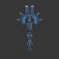 Blue Futuristic Sci Fi Spaceship Model With Complex Design And Glossy Surface Details 3d model