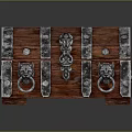 Vintage Wooden Chest With Metal Straps Lion Head Rings And Decorative Clasps