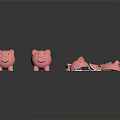 Ornamental Decor Set Featuring Intact And Broken Pink Piggy Banks With Shattered Fragments