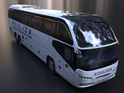Modern White Cavalier Coach With Large Windows And Roof Vents Exterior Design 3d model