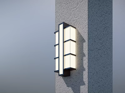 Modern Wall Light With Geometric Panels Mounted On Textured Wall Emitting Soft Glow 3d model