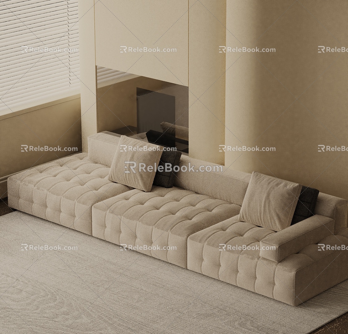 Three-seat sofa 3d model