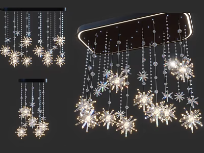 Elegant Modern Crystal Chandelier with Star Shaped Crystals and Bright Illumination 3d model