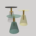 Modern Side Tables With Transparent Glass Base Black Tabletop And Golden Stand